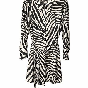 H&M Zebra Print Button-Front Shirt Dress - XXL